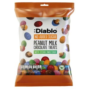 Maapähklid piimašokolaadis värvilise glasuuriga, ilma lisatud suhkruta Diablo, 40g